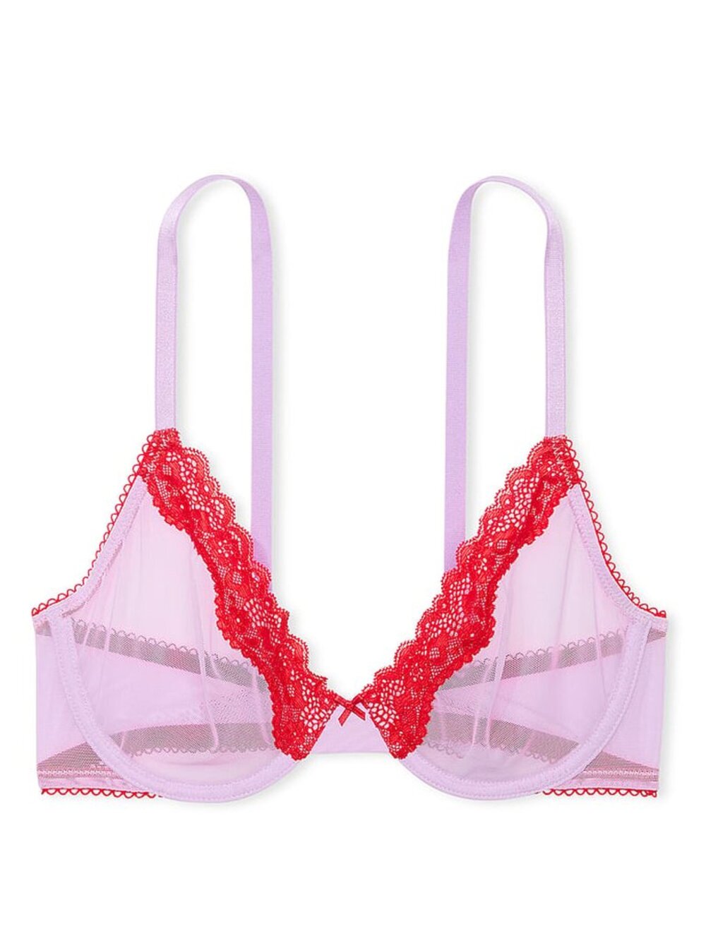 New! Victoria's Secret Fun Flirty Lace-Trim Unlined Demi Bra 38D 32018